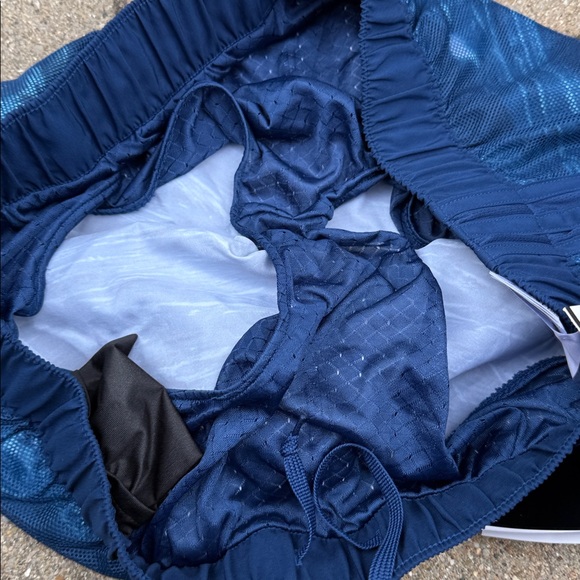 Adidas Shorts Wm Large Regular Fit 3" Blue Athletic Running Brief Drawstring - Picture 6 of 8